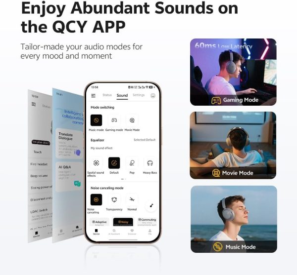 QCY H3S ANC Wireless Headphones - Black - GC - Image 2