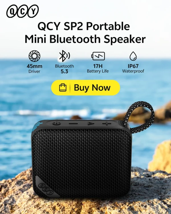 QCY SP2 Mini Bluetooth Speaker - Black - GC - Image 8