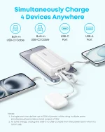 Anker Zolo Powerbank 10000mAh 35w Built-In Dual USB-C Cable - White - A1680H22 - OP - Image 3