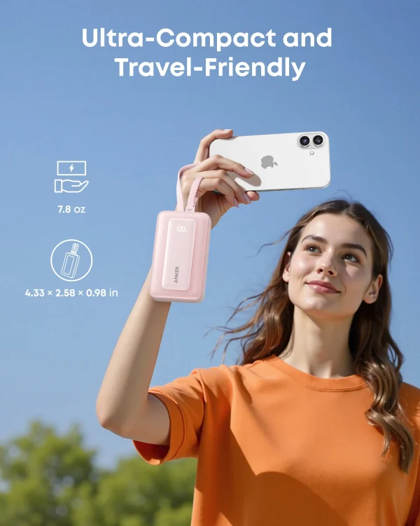 Anker Zolo Powerbank 10000mAh 35w Built-In Dual USB-C Cable - White - A1680H22 - OP - Image 2