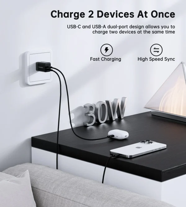 Choetech PD5012 GaN PD30W Charger - White - GC - Image 5