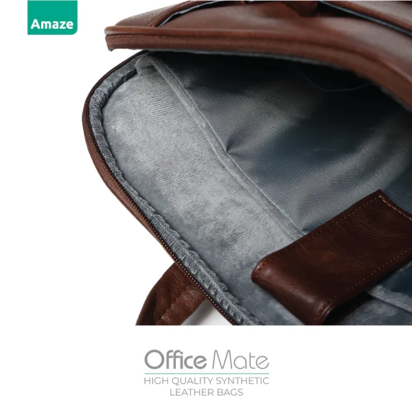 Amaze A920 Office Mate Synthentic Leather Bag 13/14inch - Brown - BIS - Image 2