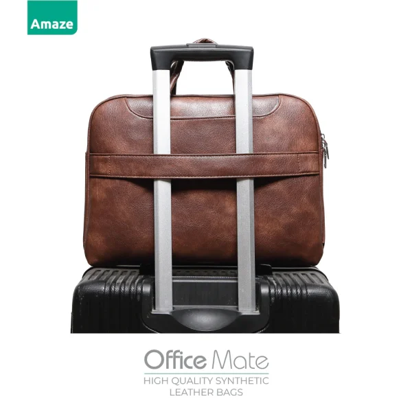 Amaze A920 Office Mate Synthentic Leather Bag 13/14inch - Brown - BIS - Image 3