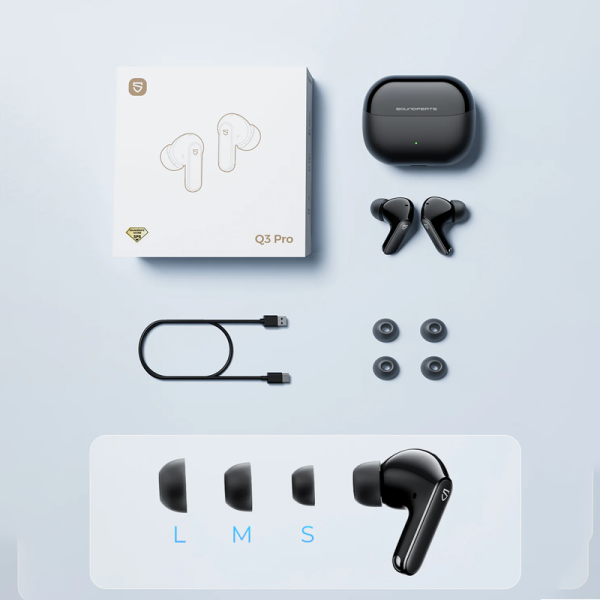 Soundpeats Q3 Pro Wireless Earbuds - Black - GC - Image 5
