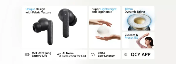 QCY Buds QT43 Earbuds - Black - GC - Image 2