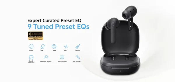 QCY Buds QT43 Earbuds - Black - GC - Image 4