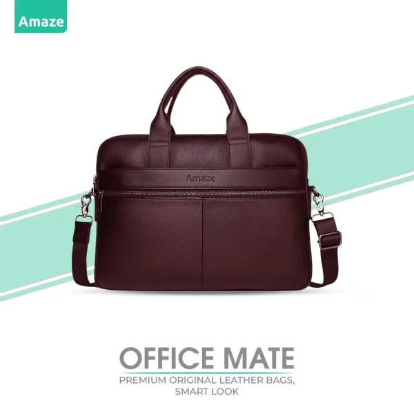 Amaze A925 Executive Original Leather Bag 15.6inch - Brown - BIS - Image 2