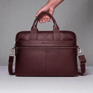 Amaze A925 Executive Original Leather Bag 15.6inch - Brown - BIS - Image 3