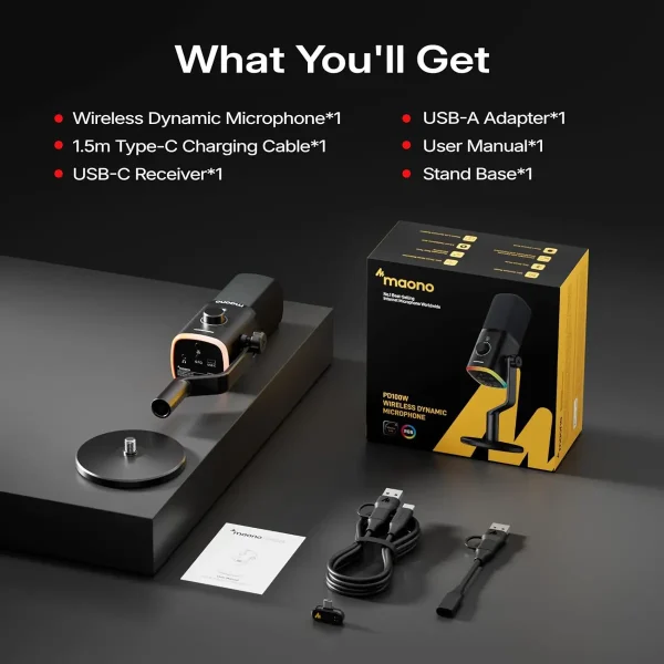 Maono Wireless USB Microphone - PD100W S  - OP - Image 2