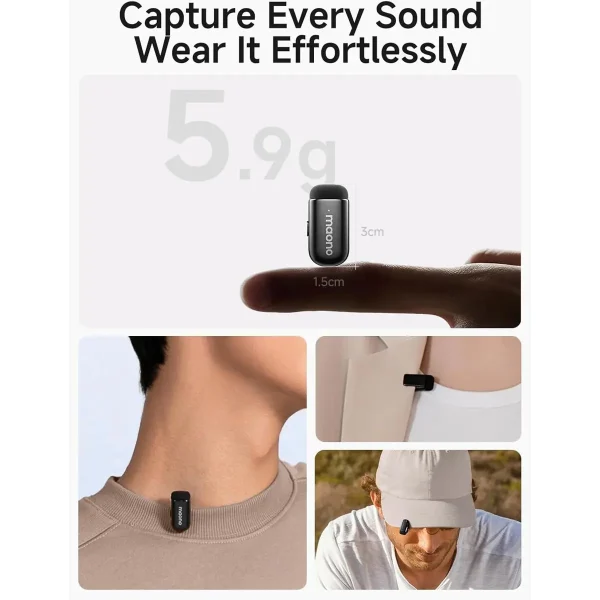 Maono Wave T1 Mini Wireless Lavalier Microphone - T1 Mini Pc2 - OP - Image 6