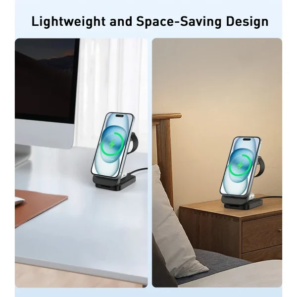 Choetech 3-in-1 Magnetic Wireless Charger 15W - T611F - Black - GC - Image 2