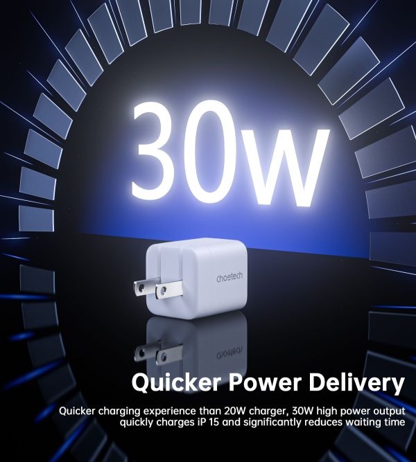 Choetech PD3007 NexGen Mini PD30W GAN Charger US Plug - White - Image 8