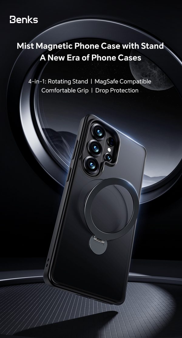 Galaxy S26 Ultra Benks Mist Magnetic Case With Stand - Black - Image 5