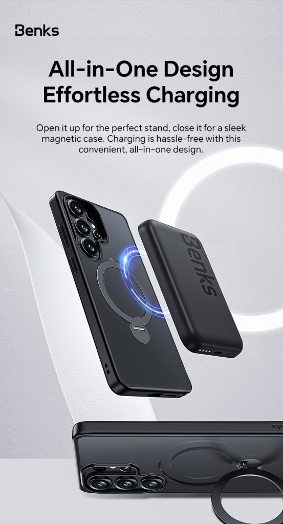 Galaxy S26 Ultra Benks Mist Magnetic Case With Stand - Black - Image 5