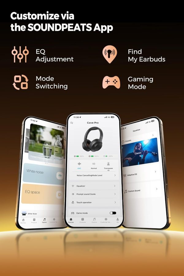 Soundpeats Cove Pro Over Ear Headphone - Black - GC - Image 4