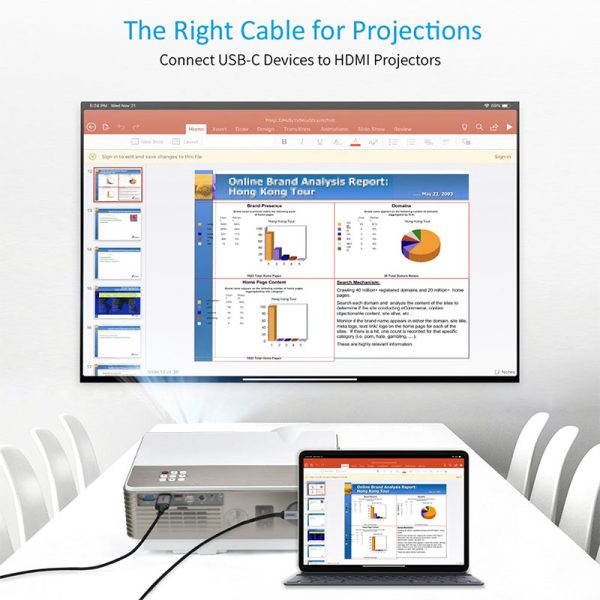 Choetech CH0021 USB C to HDMI Cable 2M - Black - Image 2