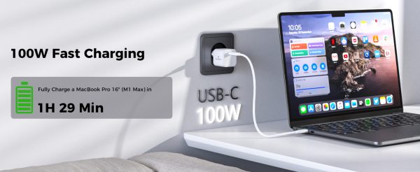 Choetech PD9031 100W Mini Gan Charger EU Plug - White - Image 8