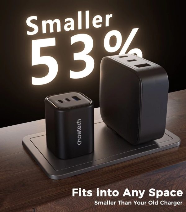 Choetech PD3068 65W 2A1C GaN Wall Charger UK - Black - Image 5