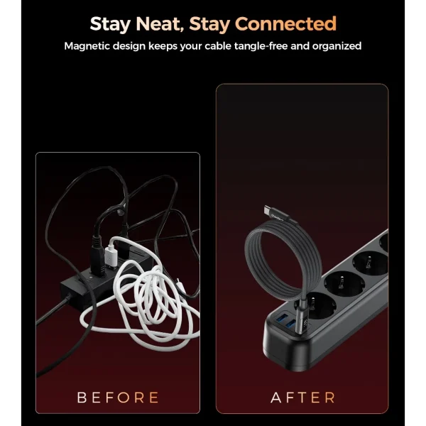 Choetech XCC-1067 USB C to USB C Magnetic Cable 1.2M - Grey - Image 4