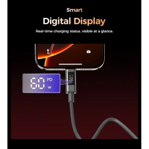Choetech USB C to USB C Magnetic Cable with Smart Display - 1.2M - Grey -  XCC-1067 - Image 2