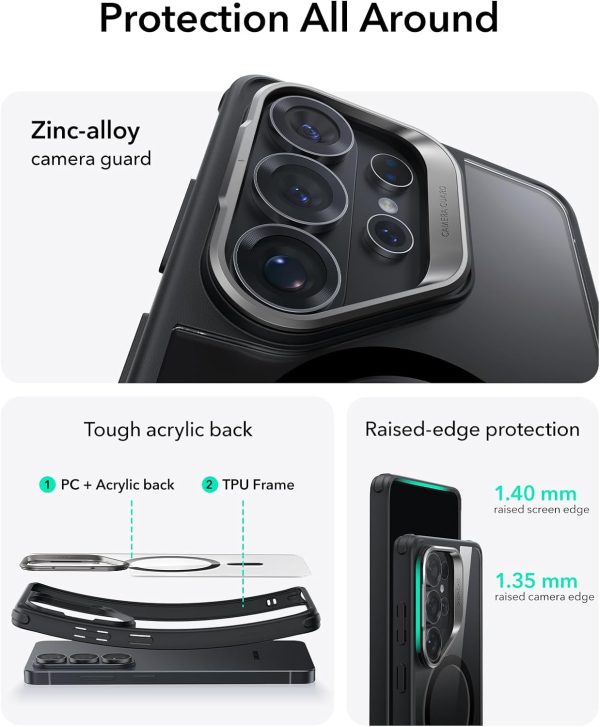 Samsung S26 Ultra ESR Classic Hybrid Halolock With Stand Case - Clear Black - Image 4