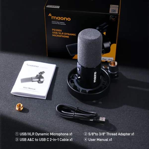 Maono USB/XLR Dynamic Microphone - PD300X - OP - Image 3