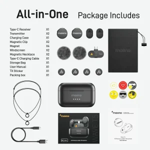 Maono Wave T5 Wireless Lavalier Microphone - T5 WAVE PC2 - OP - Image 2