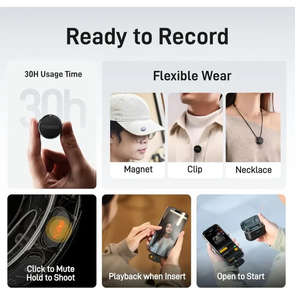 Maono Wave T5 Wireless Lavalier Microphone - T5 WAVE PC2 - OP - Image 4