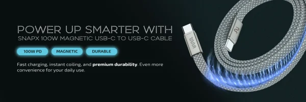 Taar SnapX 100W Magnetic USB-C  to USB-C Cable - Grey - Image 2