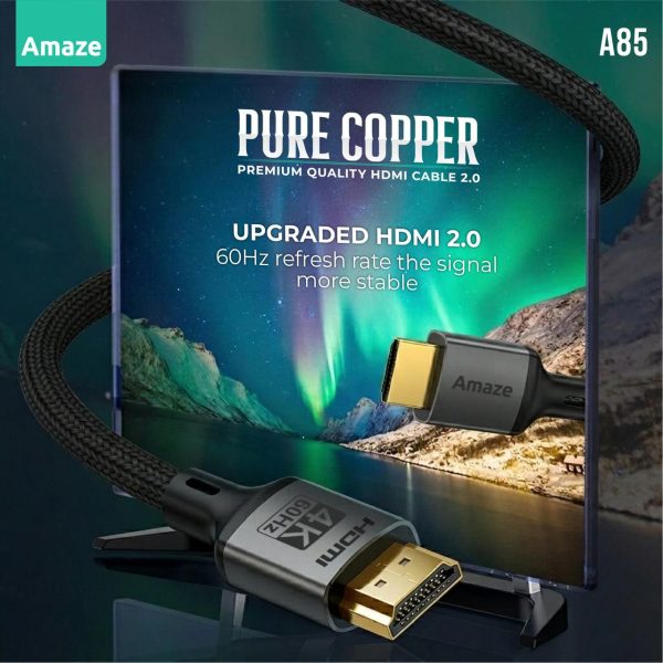 Amaze A85 Pure Copper Braided Hdmi Cable - Black - Image 6