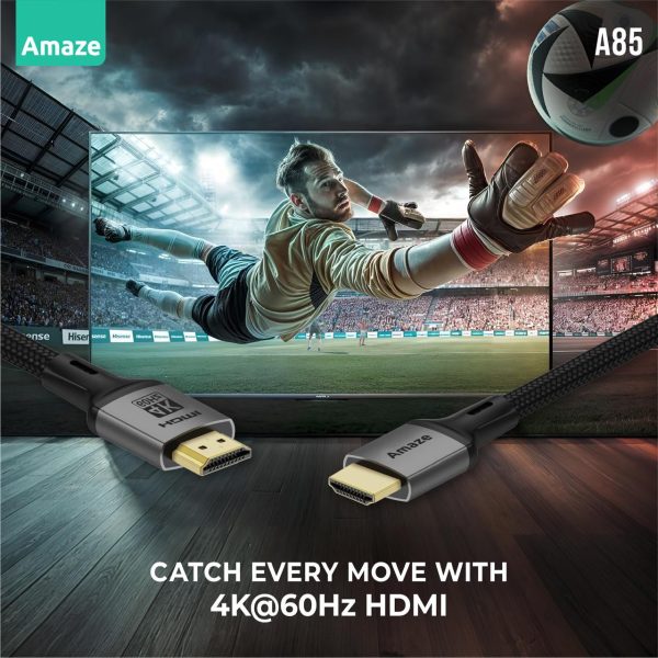 Amaze A85 Pure Copper Braided Hdmi Cable - Black - Image 5
