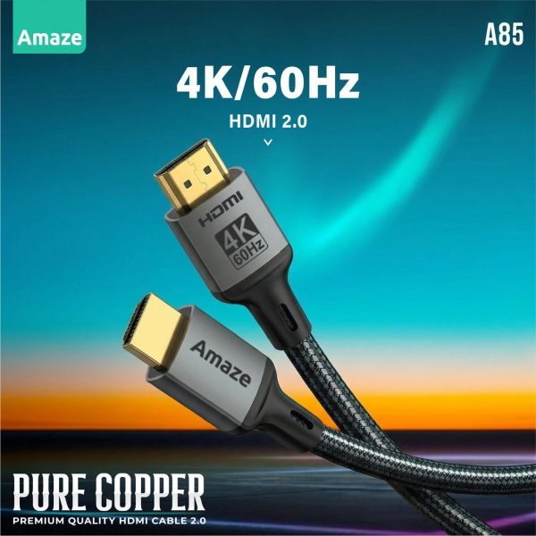 Amaze A85 Pure Copper Braided Hdmi Cable - Black - Image 3