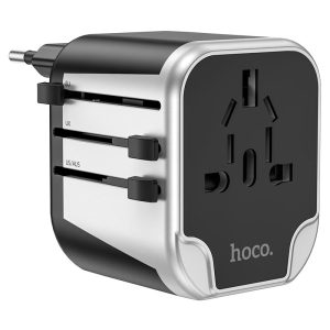 Hoco AC5 Level Dual Port Travel Adapter - Black - Image 3