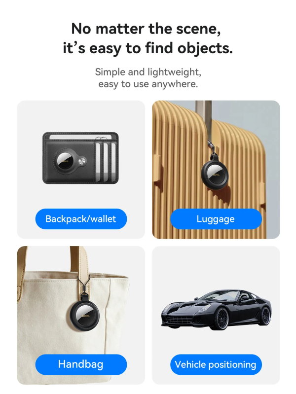 Hoco E100 Graceful Anti-Lost Smart Tracker for iOS - Black - Image 2