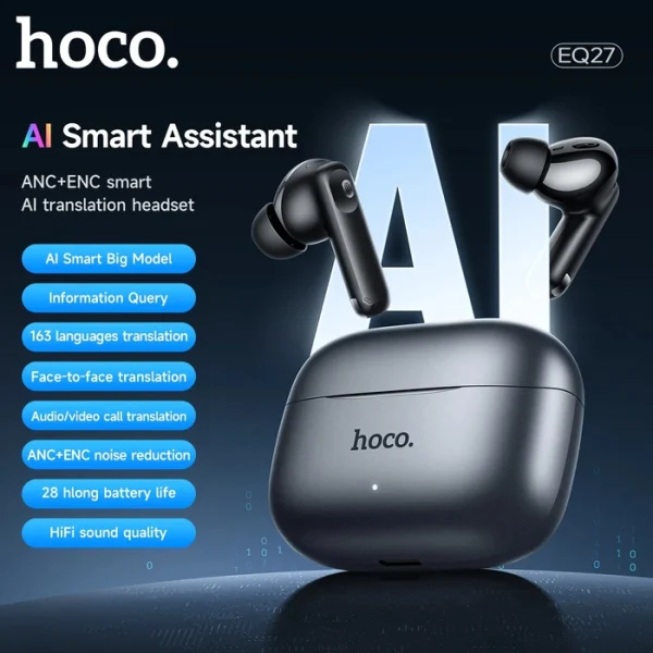 Hoco EQ27 Fun Earbuds - Grey - Image 4