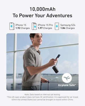 Anker 3 in 1 10000mAh Compact Travel Power Bank, Foldable Plug - Black - A1637H11 - OP - Image 3