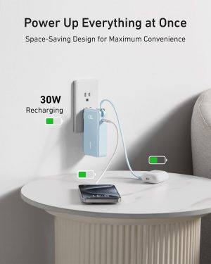 Anker 3 in 1 10000mAh Compact Travel Power Bank, Foldable Plug - Black - A1637H11 - OP - Image 2
