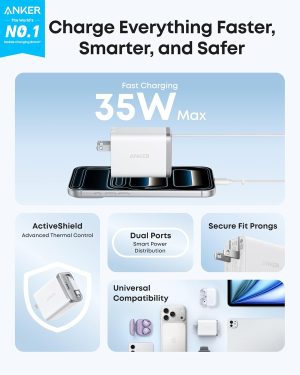 Anker Nano Charger 35w Built-In Retractable Usb-C Cable - White - A2658J21 - OP - Image 2