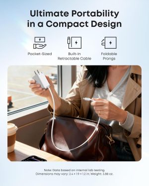 Anker Nano Charger 35w Built-In Retractable Usb-C Cable - White - A2658J21 - OP - Image 5