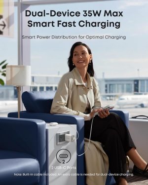 Anker Nano Charger 35w Built-In Retractable Usb-C Cable - White - A2658J21 - OP - Image 4
