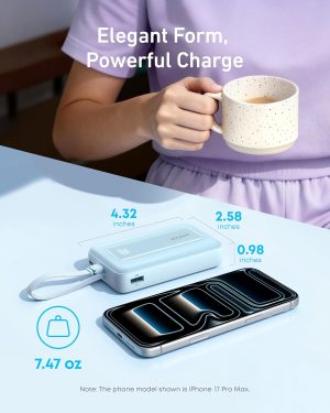 Anker Zolo Powerbank 10000mAh 30w Built-In USB-C Cable - White - A1688H21 - OP - Image 4