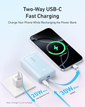 Anker Zolo Powerbank 10000mAh 30w Built-In USB-C Cable - White - A1688H21 - OP - Image 3