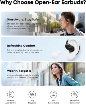 Anker Soundcore V20i Open Ear Earbuds - A3876H11 - Black - OP - Image 3