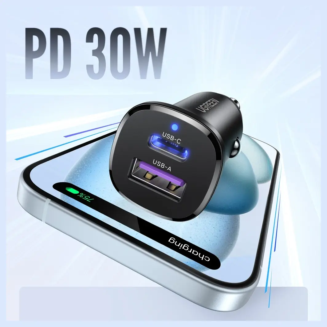 UGREEN 25845 30W 2 Ports Fast Car 6